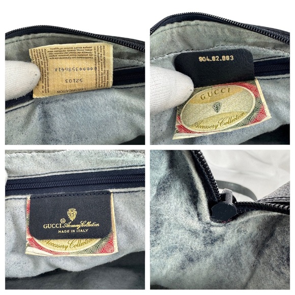 GUCCI School Bag Navy Blue Canvas Leather Ophidia Flap Accessory Collection - Picture 13 of 17